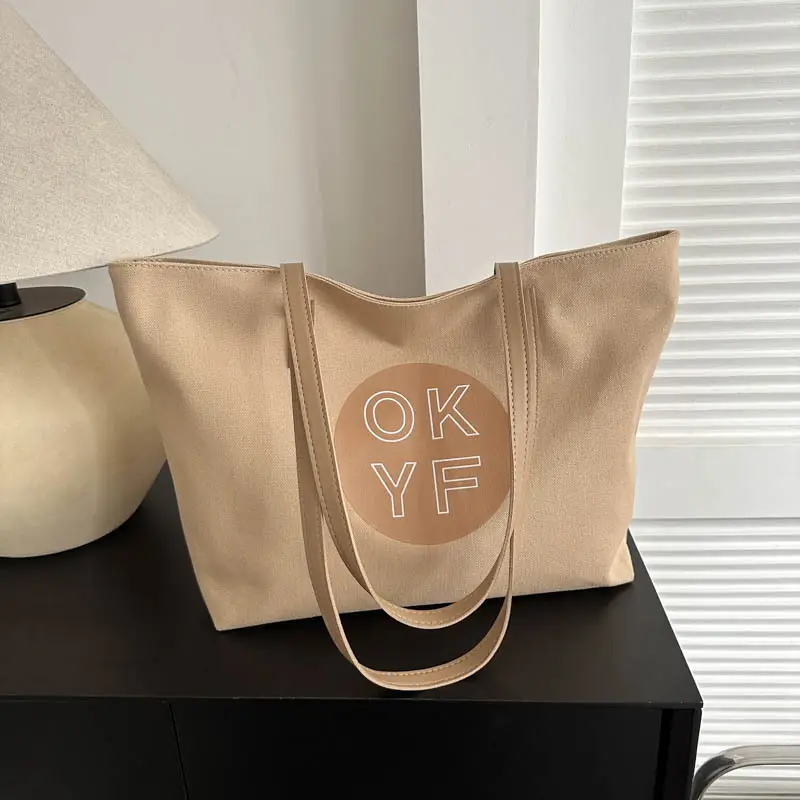 Women Textured Canvas Tote Bag OKYF 2023 Winter New - Image 7