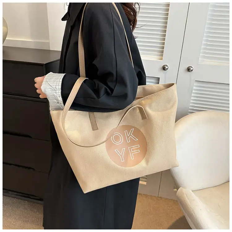 Women Textured Canvas Tote Bag OKYF 2023 Winter New — feature 13
