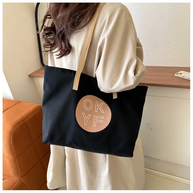 Women Textured Canvas Tote Bag OKYF 2023 Winter New — feature 16