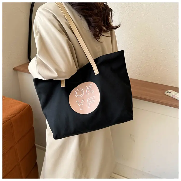 Women Textured Canvas Tote Bag OKYF 2023 Winter New — feature 17