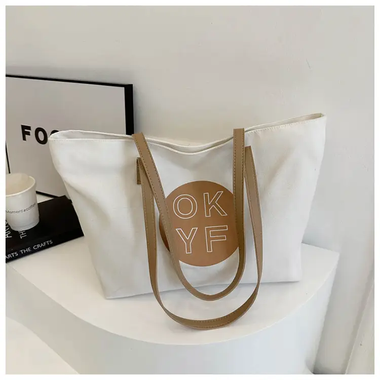 Women Textured Canvas Tote Bag OKYF 2023 Winter New — feature 20