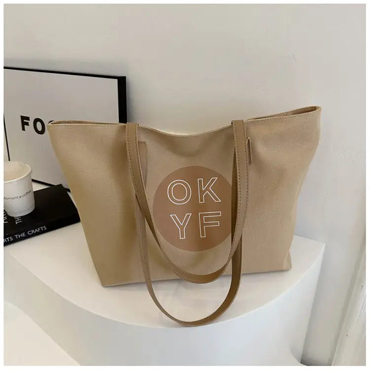Women Textured Canvas Tote Bag OKYF 2023 Winter New — feature 21