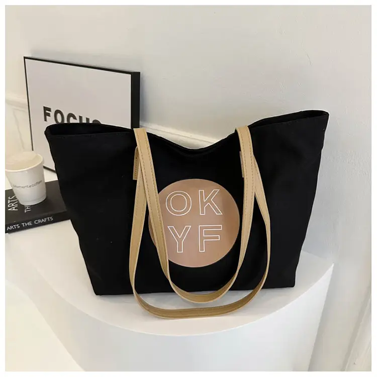 Women Textured Canvas Tote Bag OKYF 2023 Winter New — feature 22