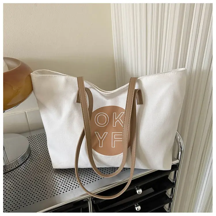 Women Textured Canvas Tote Bag OKYF 2023 Winter New — feature 23