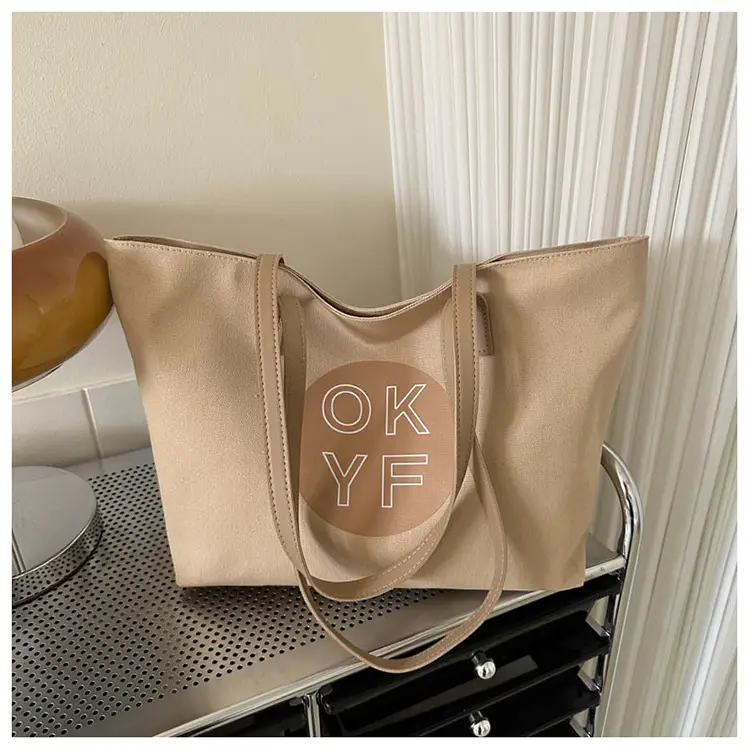 Women Textured Canvas Tote Bag OKYF 2023 Winter New — feature 24