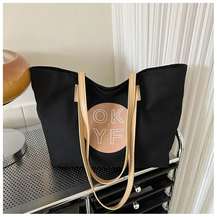 Women Textured Canvas Tote Bag OKYF 2023 Winter New — feature 25