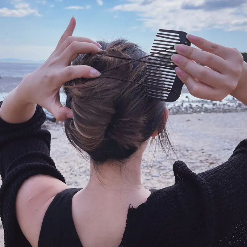 Elegant Double Row Hair Comb Large Back for Secure Fixation — feature 2