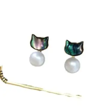 Freshwater Pearl Earrings Kitten Design 8-9mm - Image 6