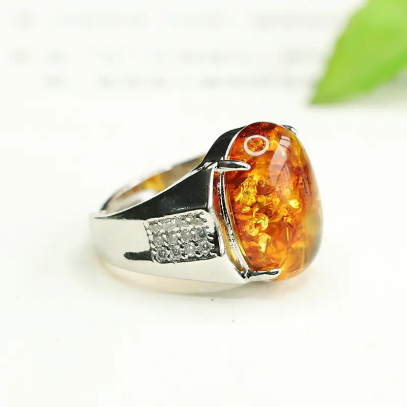 Amyrth Amber Ring Ethnic Style Silver 3120507