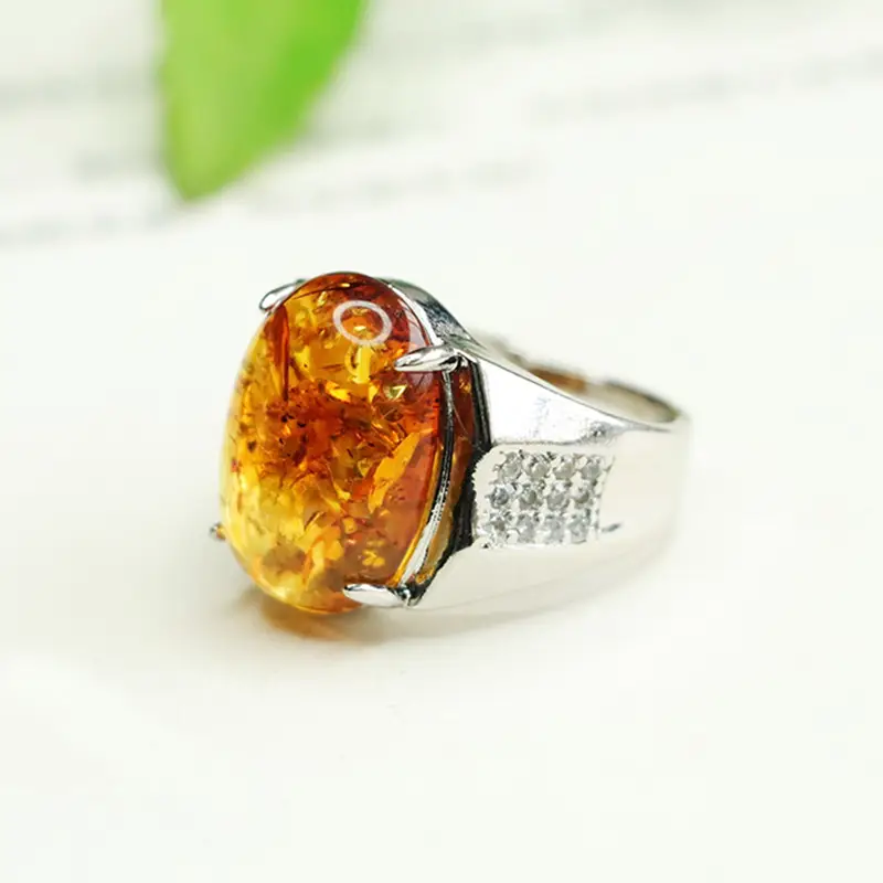 Amyrth Amber Ring Ethnic Style Silver 3120507