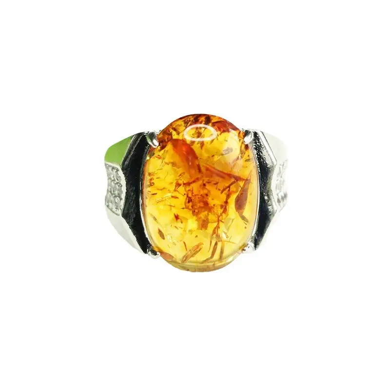 Amyrth Amber Ring Ethnic Style Silver 3120507