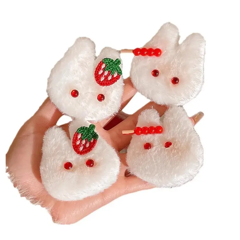 Cute Strawberry Rabbit Hairpins for Girls Autumn Winter - Image 8