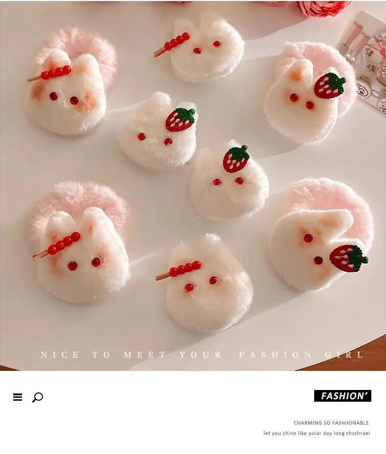 Cute Strawberry Rabbit Hairpins for Girls Autumn Winter — feature 7