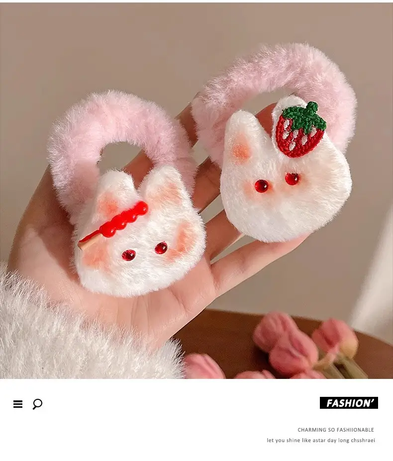 Cute Strawberry Rabbit Hairpins for Girls Autumn Winter — feature 8