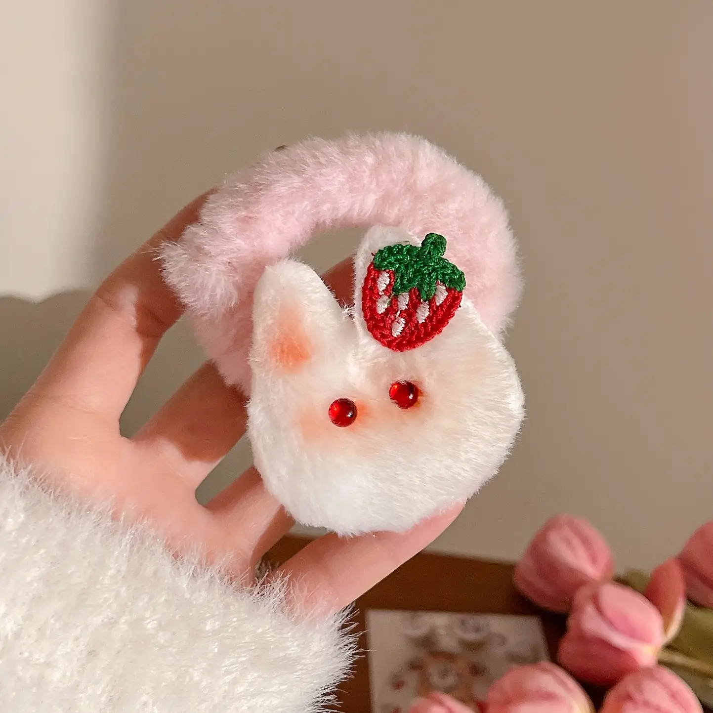Cute Strawberry Rabbit Hairpins for Girls Autumn Winter - Image 4