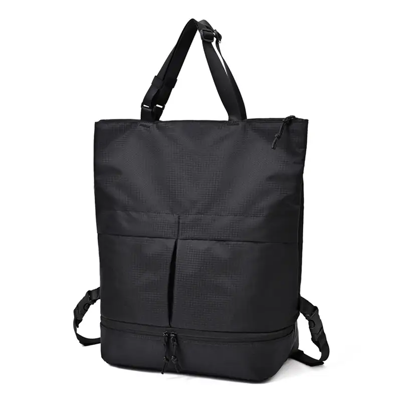 Men Women Black Nylon Tote Backpack Shoulder Tote Waterproof - Image 6
