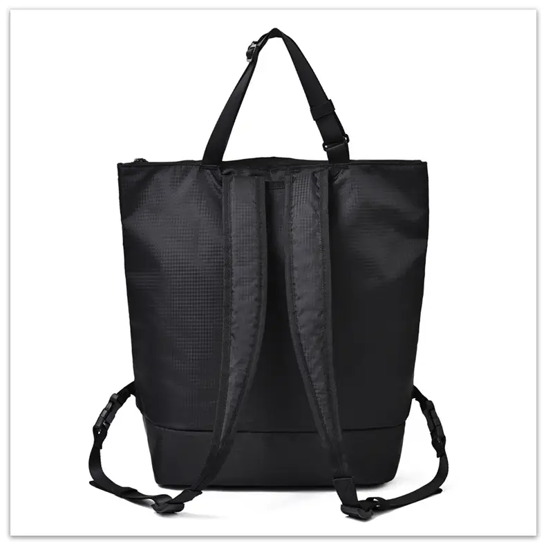 Men Women Black Nylon Tote Backpack Shoulder Tote Waterproof - Image 7