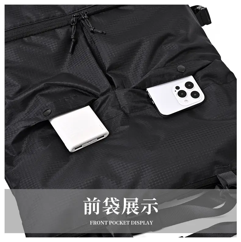 Men Women Black Nylon Tote Backpack Shoulder Tote Waterproof — feature 17