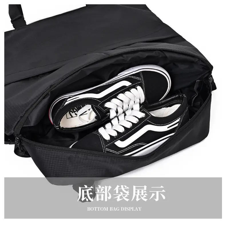 Men Women Black Nylon Tote Backpack Shoulder Tote Waterproof — feature 19