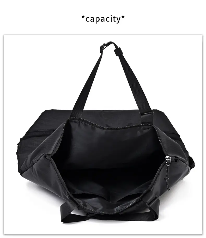 Men Women Black Nylon Tote Backpack Shoulder Tote Waterproof — feature 20