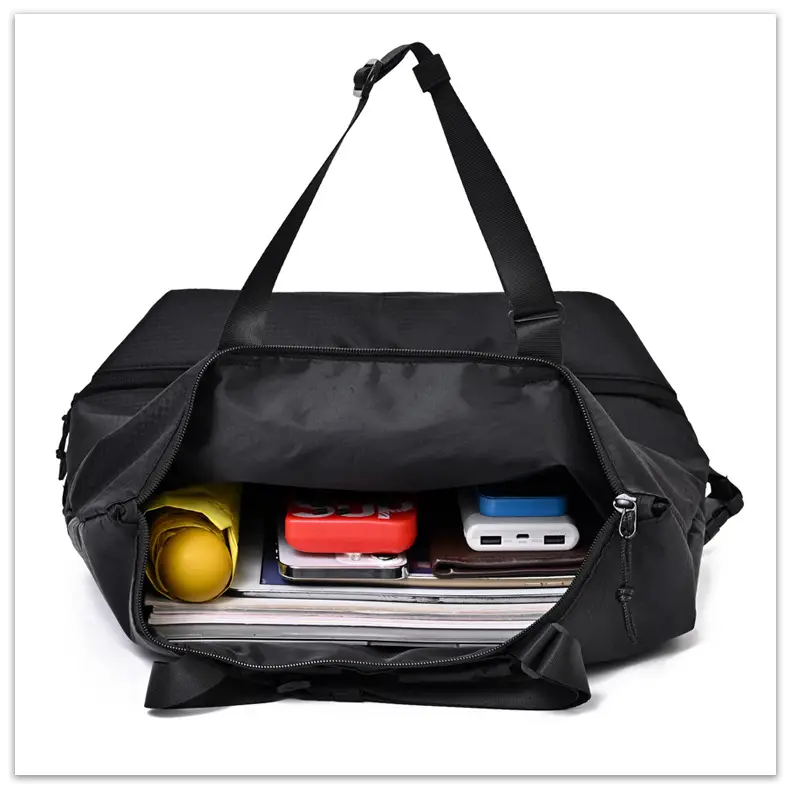 Men Women Black Nylon Tote Backpack Shoulder Tote Waterproof — feature 21