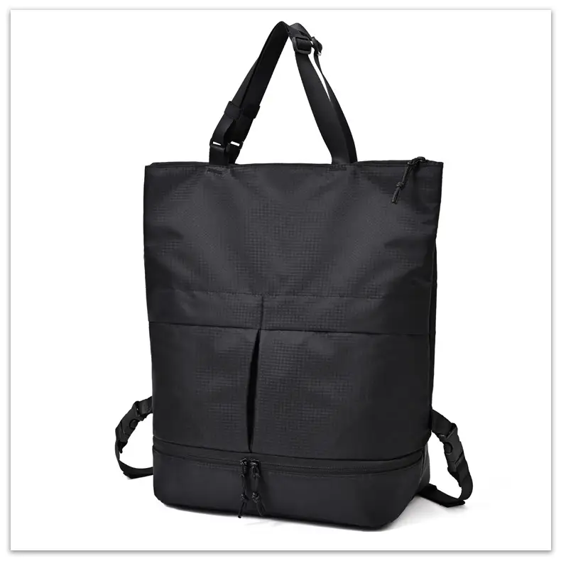 Men Women Black Nylon Tote Backpack Shoulder Tote Waterproof — feature 8