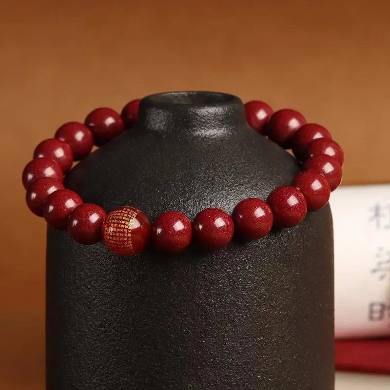 Cinnabar Bracelet Red Pearl Heart Sutra Gift - Image 7