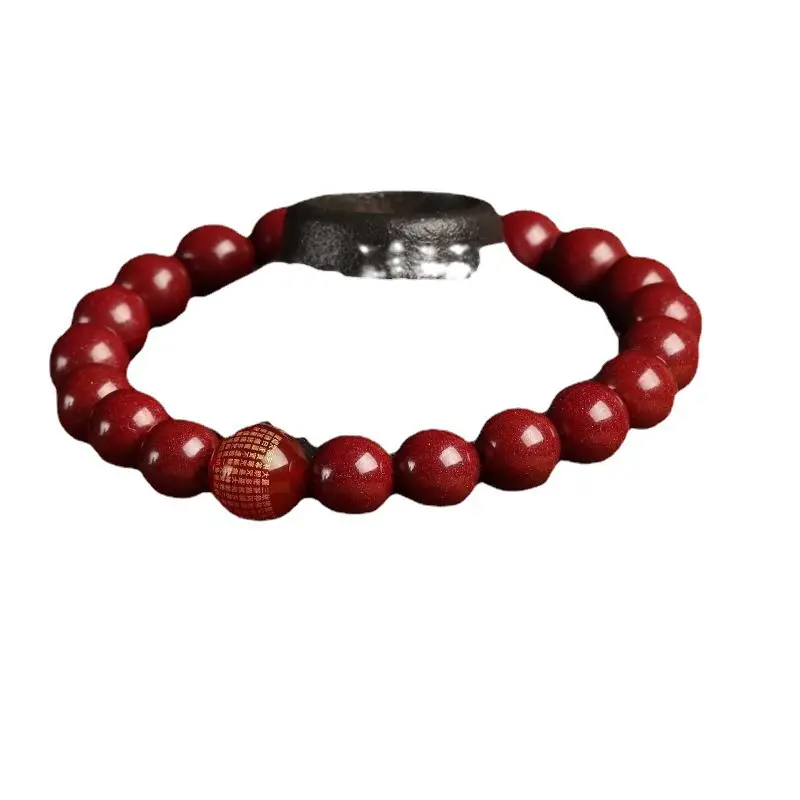 Cinnabar Bracelet Red Pearl Heart Sutra Gift - Image 8