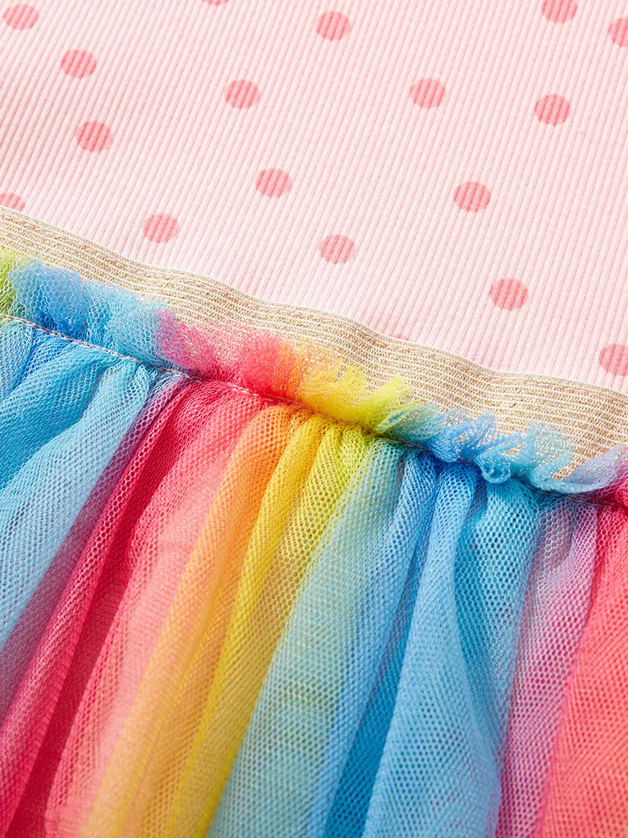 Little Girl Rainbow Mesh Skirt Dress Summer - Image 4