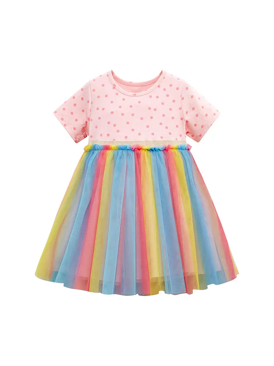 Little Girl Rainbow Mesh Skirt Dress Summer - Image 6