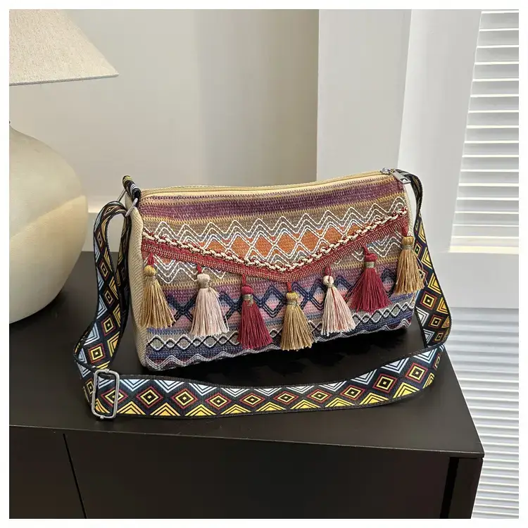 2023 Ethnic Tassel Shoulder Tote Bag with Tassels — feature 18