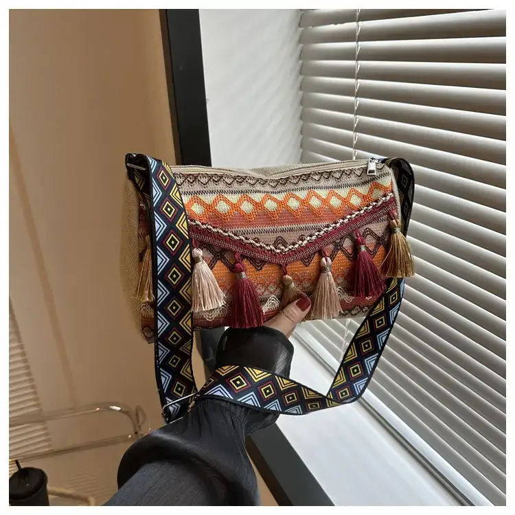2023 Ethnic Tassel Shoulder Tote Bag with Tassels — feature 21
