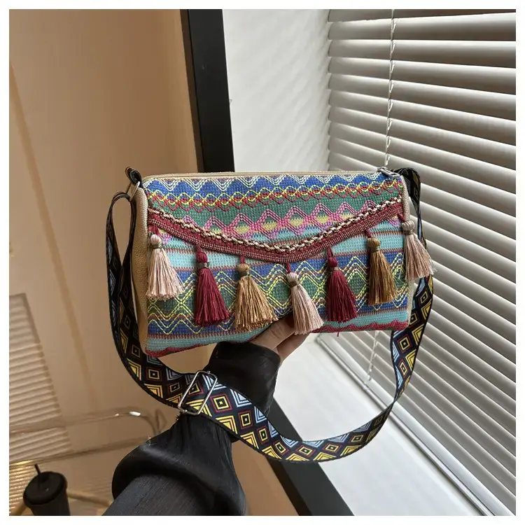 2023 Ethnic Tassel Shoulder Tote Bag with Tassels — feature 22