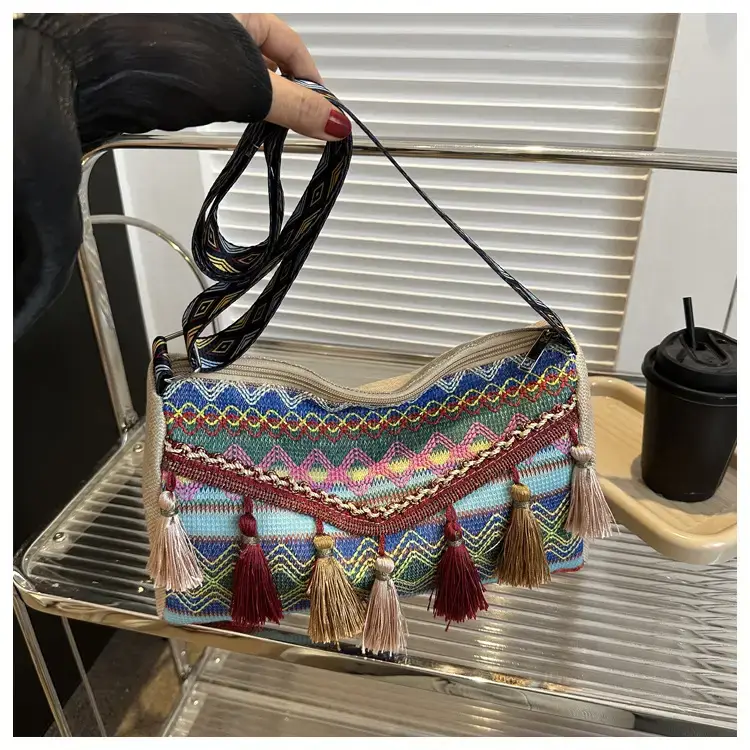 2023 Ethnic Tassel Shoulder Tote Bag with Tassels — feature 24