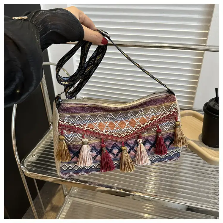 2023 Ethnic Tassel Shoulder Tote Bag with Tassels — feature 25