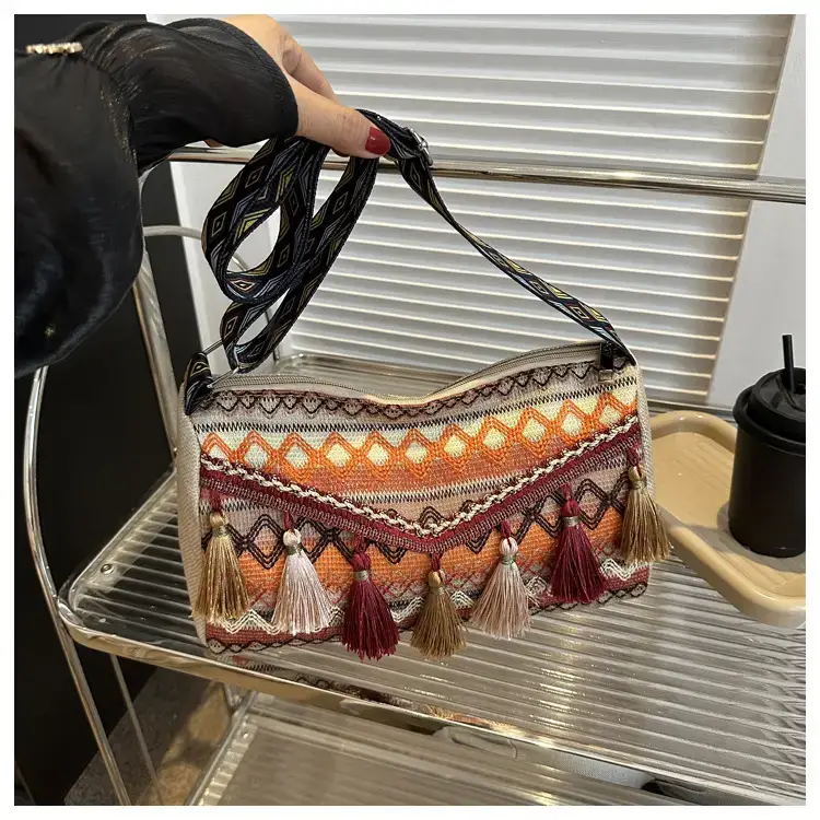 2023 Ethnic Tassel Shoulder Tote Bag with Tassels — feature 26