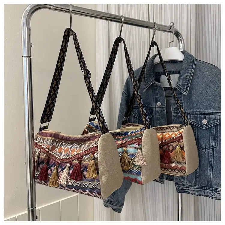 2023 Ethnic Tassel Shoulder Tote Bag with Tassels — feature 27