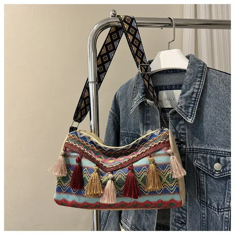 2023 Ethnic Tassel Shoulder Tote Bag with Tassels — feature 29
