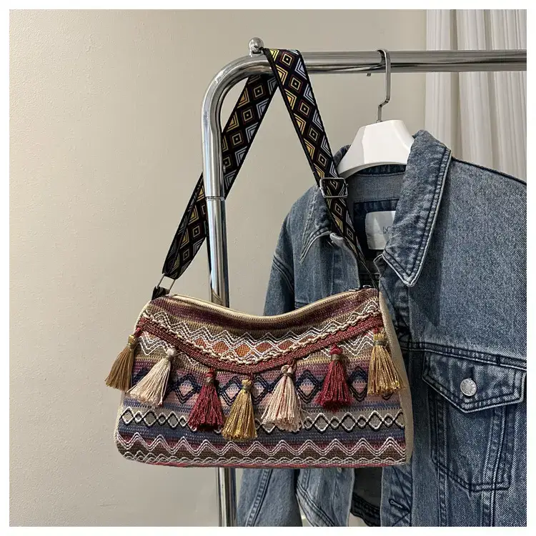 2023 Ethnic Tassel Shoulder Tote Bag with Tassels — feature 30