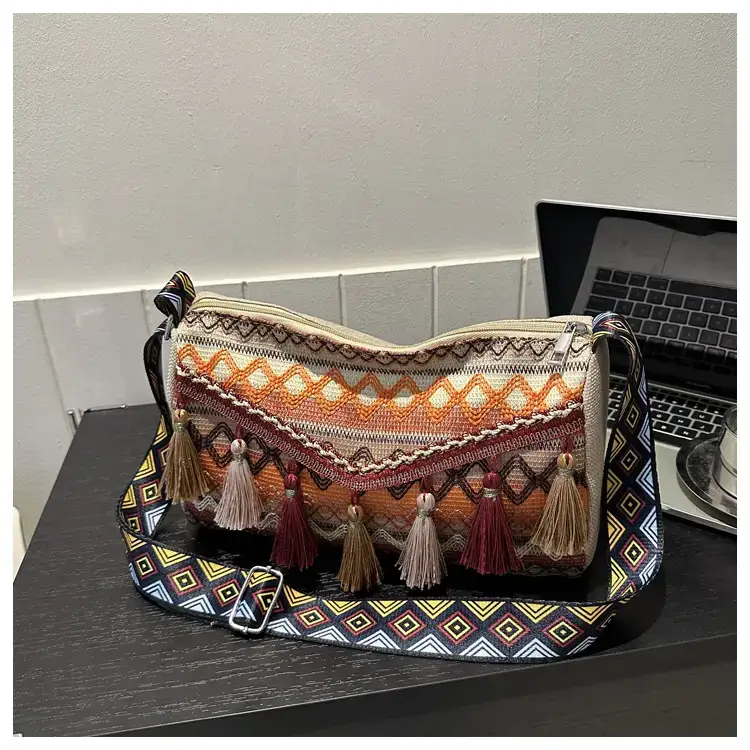 2023 Ethnic Tassel Shoulder Tote Bag with Tassels — feature 31