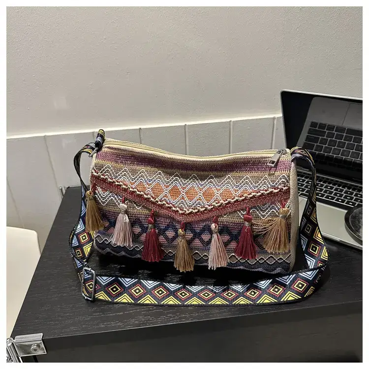 2023 Ethnic Tassel Shoulder Tote Bag with Tassels — feature 32