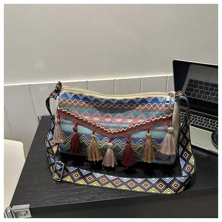 2023 Ethnic Tassel Shoulder Tote Bag with Tassels — feature 33