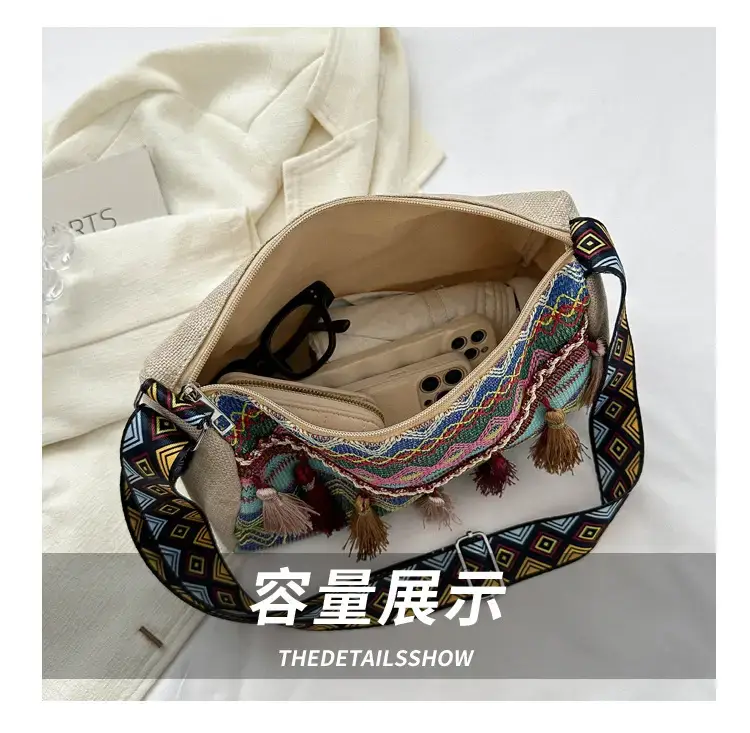 2023 Ethnic Tassel Shoulder Tote Bag with Tassels — feature 6