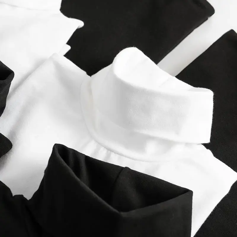 Men Winter Turtleneck T-Shirt 270g Solid Black White - Image 5