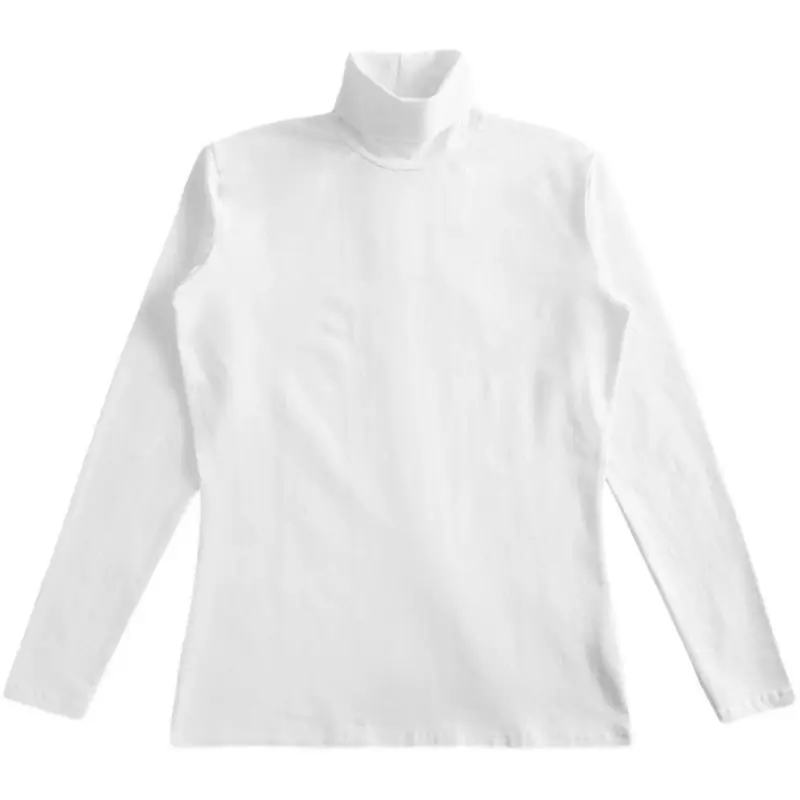 Men Winter Turtleneck T-Shirt 270g Solid Black White - Image 7