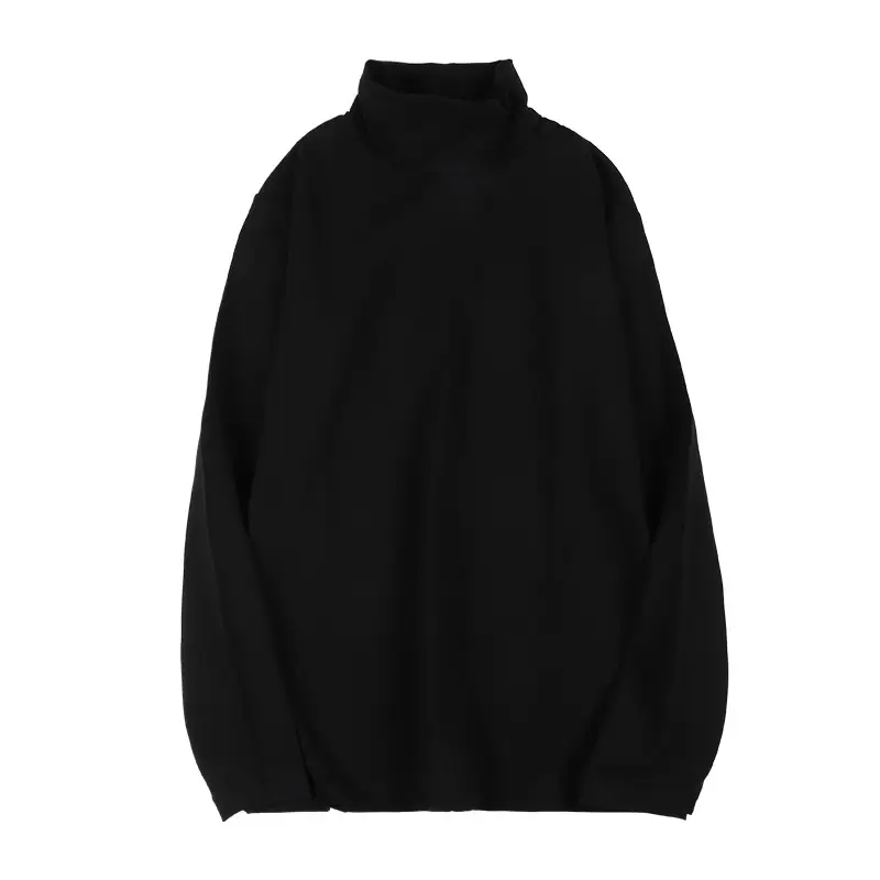 Men Winter Turtleneck T-Shirt 270g Solid Black White - Image 2