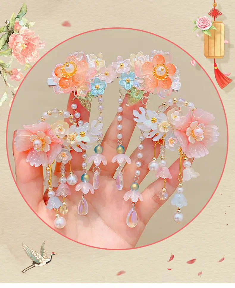 Children's Antique Hairpin with Fairy Tassel Bow — feature 2