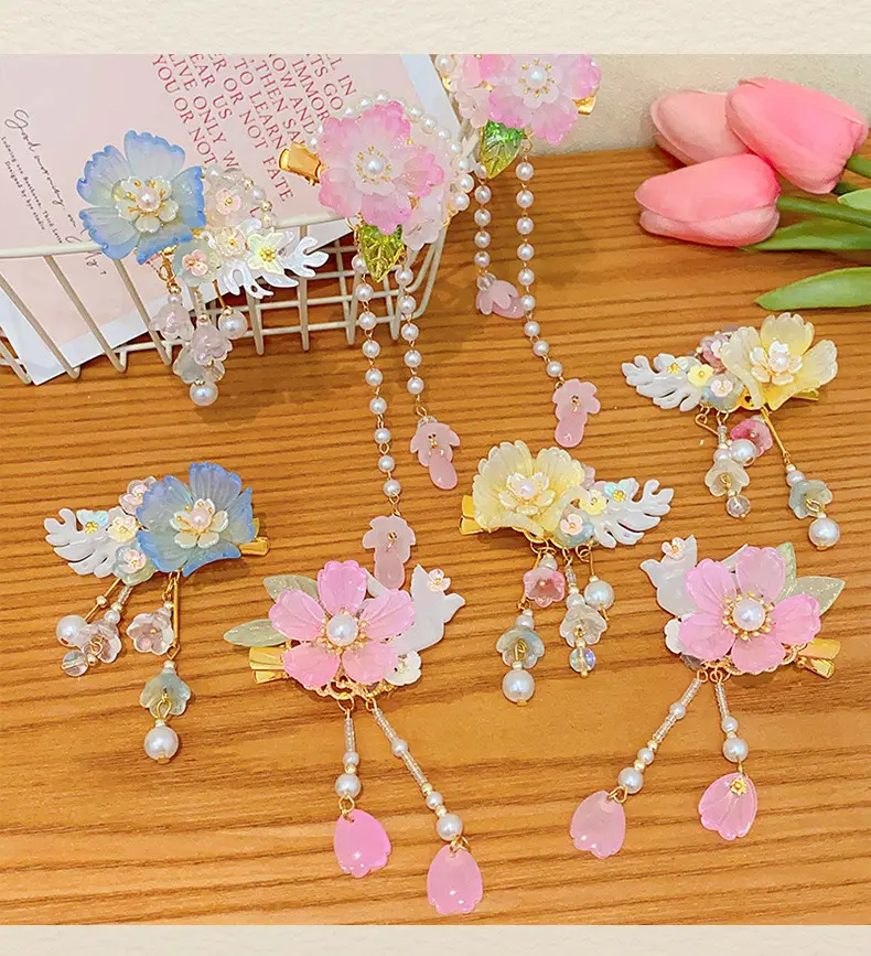 Children's Antique Hairpin with Fairy Tassel Bow — feature 4