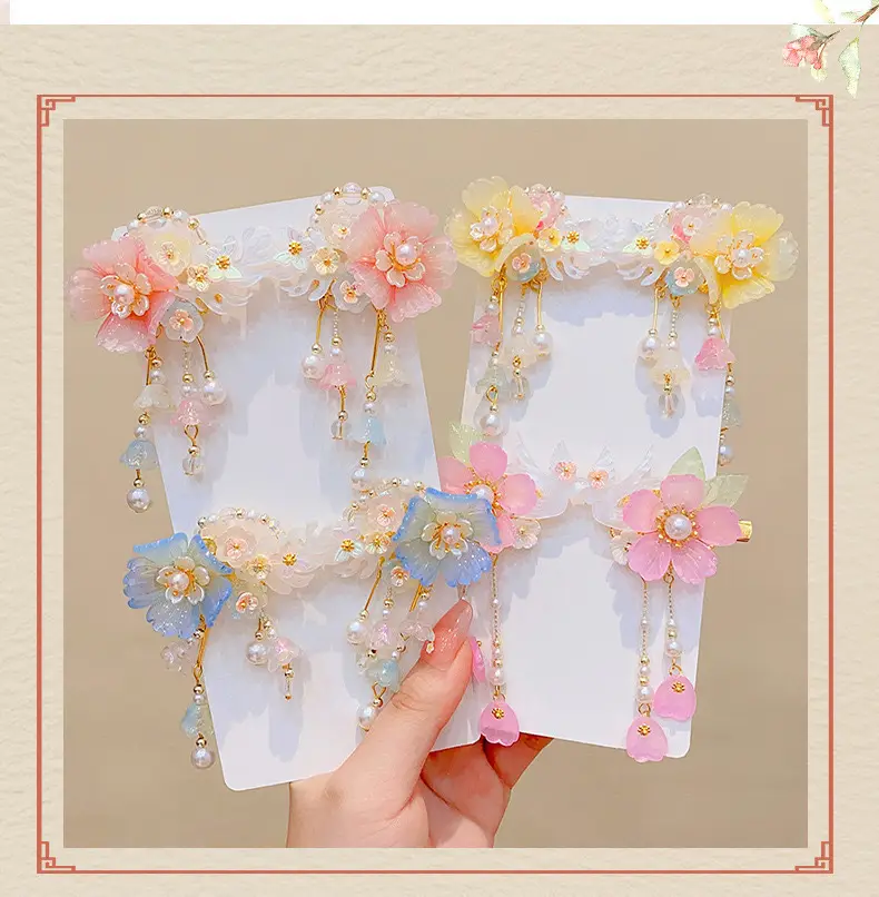 Children's Antique Hairpin with Fairy Tassel Bow — feature 5