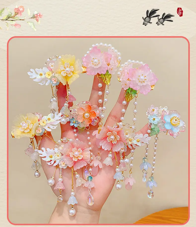 Children's Antique Hairpin with Fairy Tassel Bow — feature 9